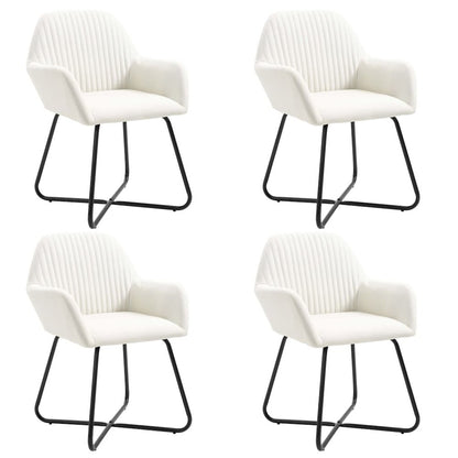 Dining Chair Set of 4 Cream Fabric Standard Ergonomic