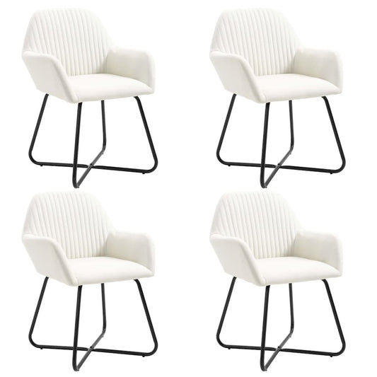 Dining Chair Set of 4 Cream Fabric Standard Ergonomic