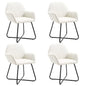 Dining Chair Set of 4 Cream Fabric Standard Ergonomic