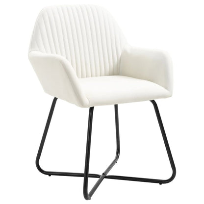 Dining Chair Set of 4 Cream Fabric Standard Ergonomic
