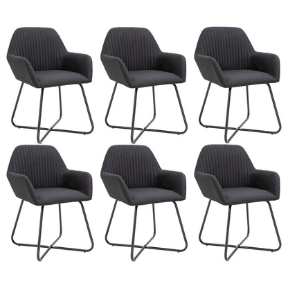 Dining Chair Set of 6 Black Polyester and powder-coated steel