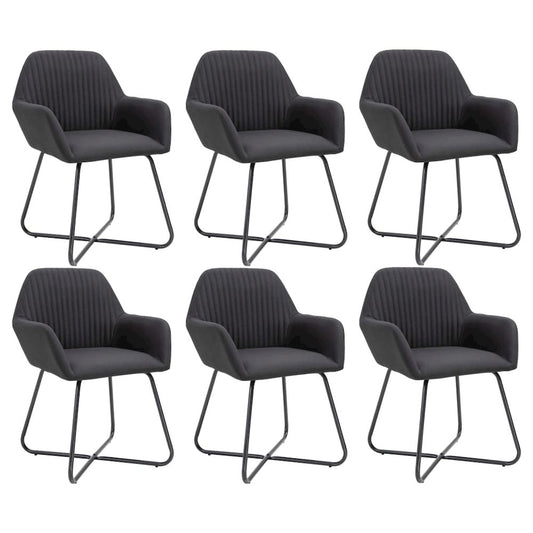 Dining Chair Set of 6 Black Polyester and powder-coated steel