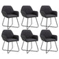 Dining Chair Set of 6 Black Polyester and powder-coated steel