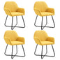 Dining Chair Set of 4 Yellow Fabric and Powder-Coated Steel
