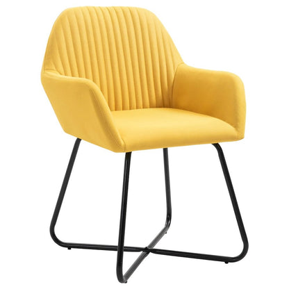 Dining Chair Set of 6 Yellow Fabric and powder-coated steel