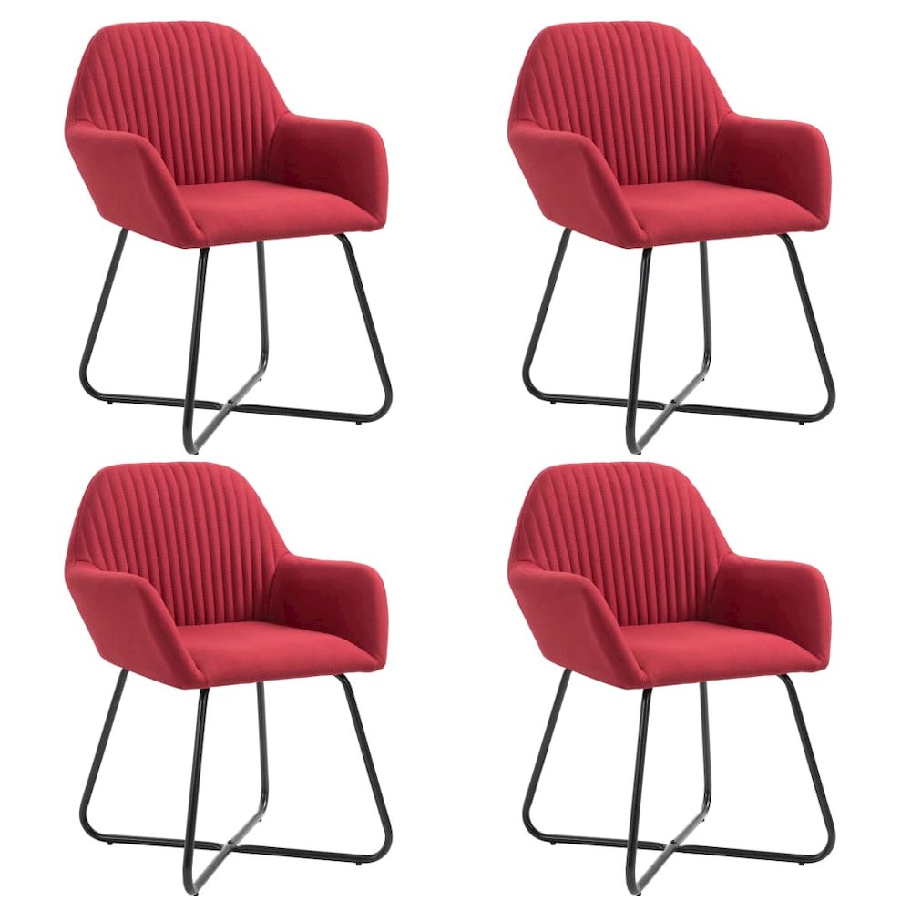 Dining Chair Set of 4 Wine Red