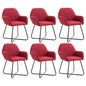 Dining Chair Set of 6 Wine Red Fabric, Powder-Coated Steel Medium