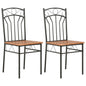 Dining Chair Set of 2 Brown and Black MDF and Steel Standard