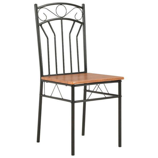 Dining Chair Set of 2 Brown and Black MDF and Steel Standard