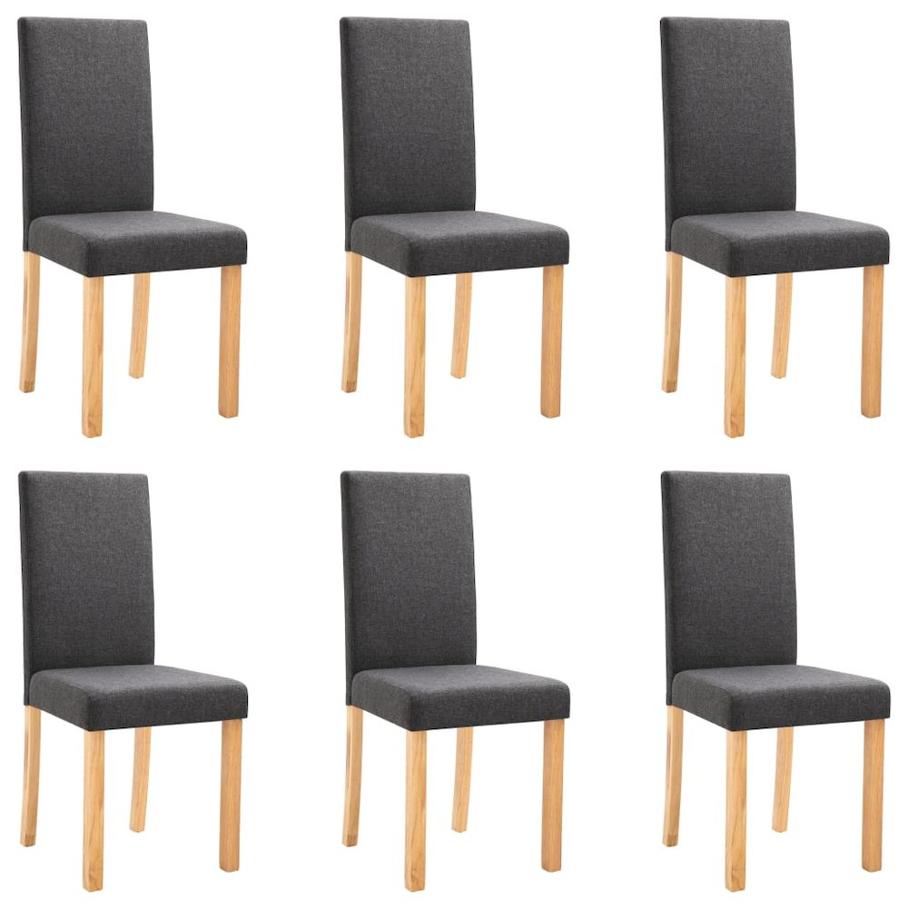 Dining Chair Set of 6 Dark Gray Fabric Standard Ergonomic