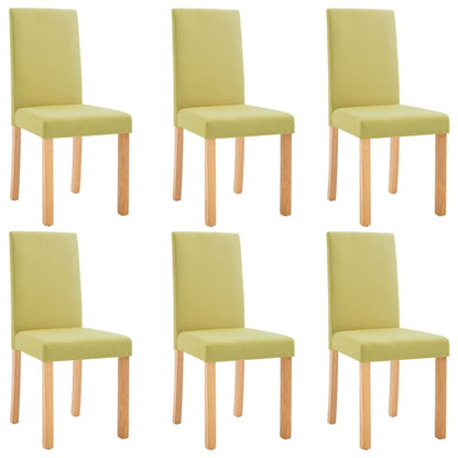 Dining Chair Set of 6 Green Fabric and Rubberwood Standard
