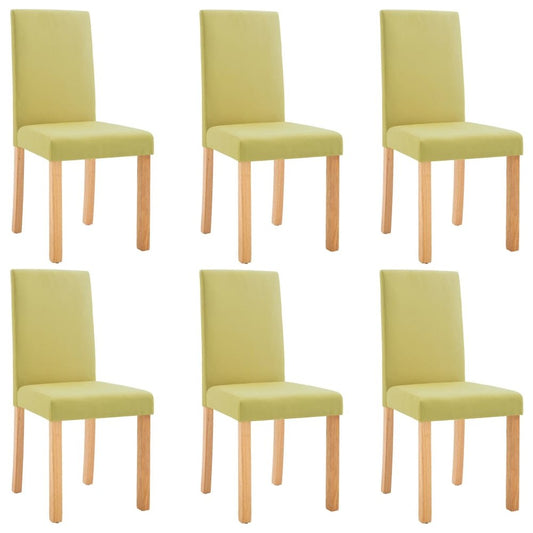 Dining Chair Set of 6 Green Fabric and Rubberwood Standard