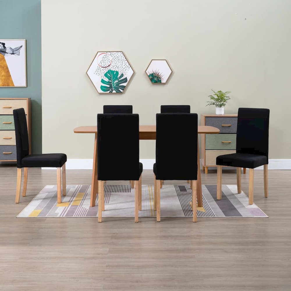 vidaXL Dining Chairs 6 pcs Black Fabric, 277240