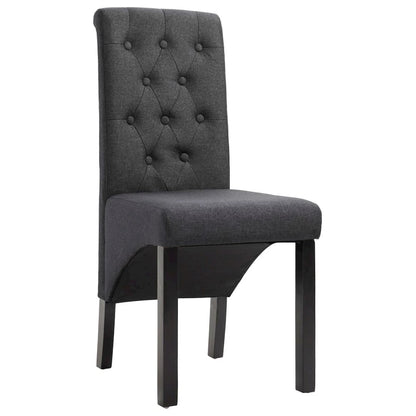 Dining Chair Set of 4 Dark Gray Fabric and Rubber Wood Standard
