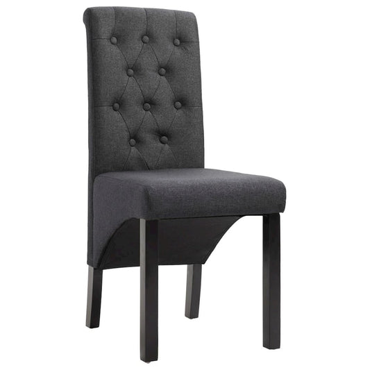 Dining Chair Set of 4 Dark Gray Fabric and Rubber Wood Standard