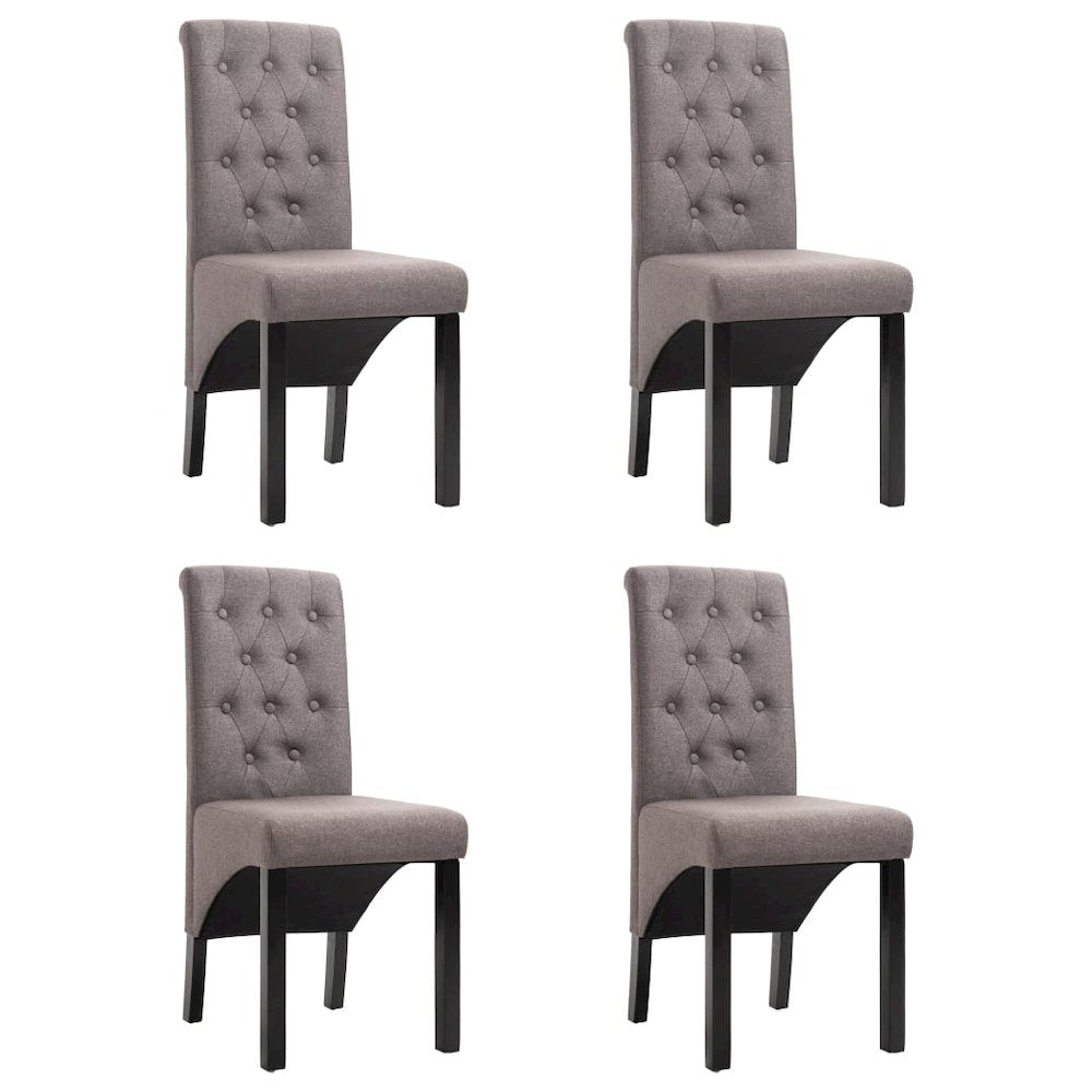 Dining Chair Set of 4 Taupe Fabric, Rubber wood Standard
