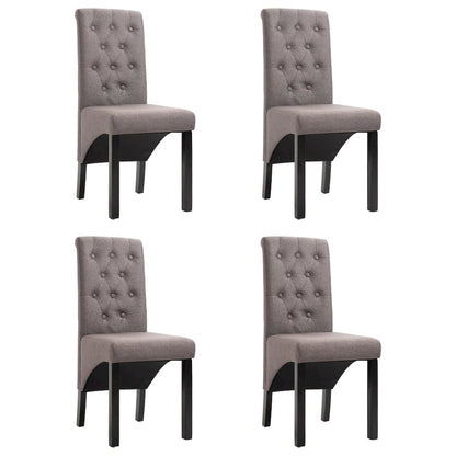 Dining Chair Set of 4 Taupe Fabric, Rubber wood Standard