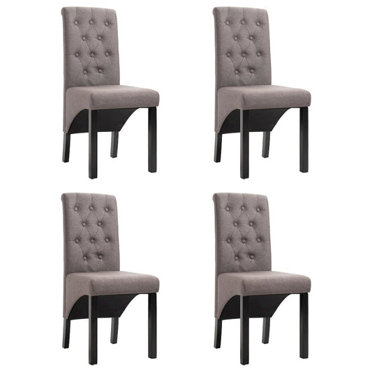 Dining Chair Set of 4 Taupe Fabric, Rubber wood Standard