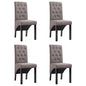 Dining Chair Set of 4 Taupe Fabric, Rubber wood Standard