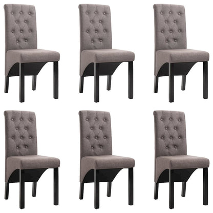 Dining Chair Set of 6 Taupe Fabric, Rubber wood Standard size