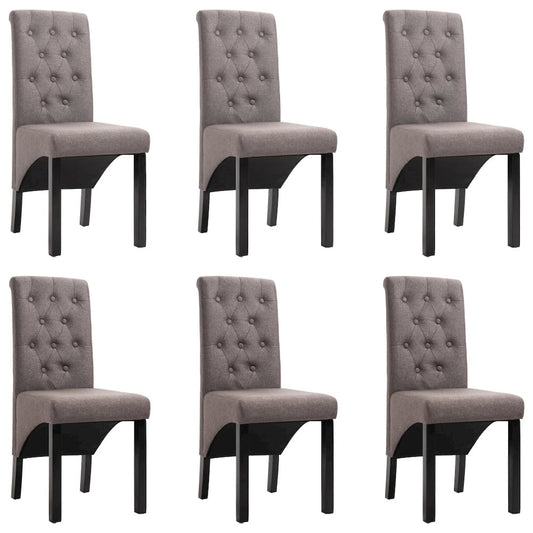 Dining Chair Set of 6 Taupe Fabric, Rubber wood Standard size