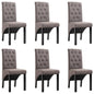 Dining Chair Set of 6 Taupe Fabric, Rubber wood Standard size