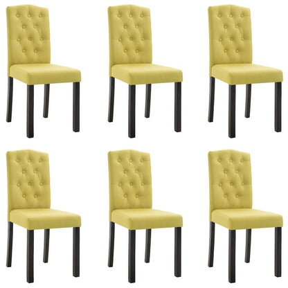 Dining Chair Set of 6 Green Fabric and Solid Rubber Wood Standard
