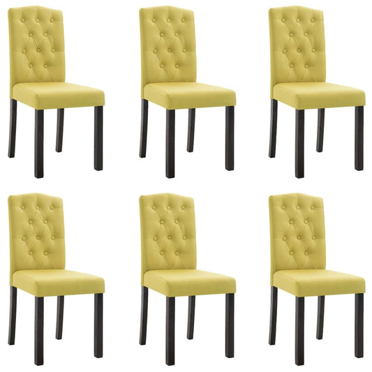 Dining Chair Set of 6 Green Fabric and Solid Rubber Wood Standard