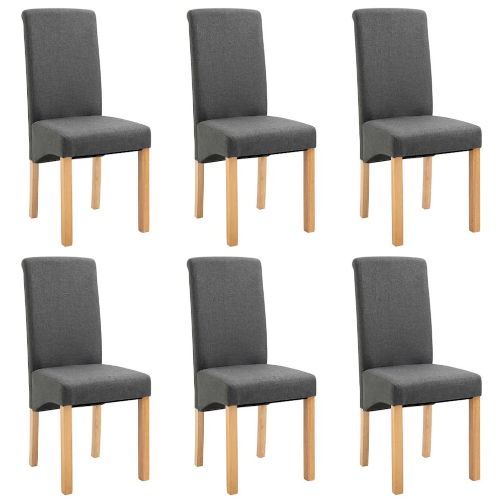 Dining Chair Set of 6 Gray Fabric and wood Standard Ergonomic