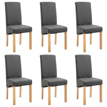 Dining Chair Set of 6 Gray Fabric and wood Standard Ergonomic