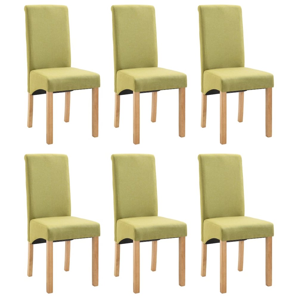 Dining Chair Set of 6 Green Fabric and wooden frame Standard