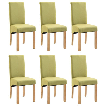 Dining Chair Set of 6 Green Fabric and wooden frame Standard