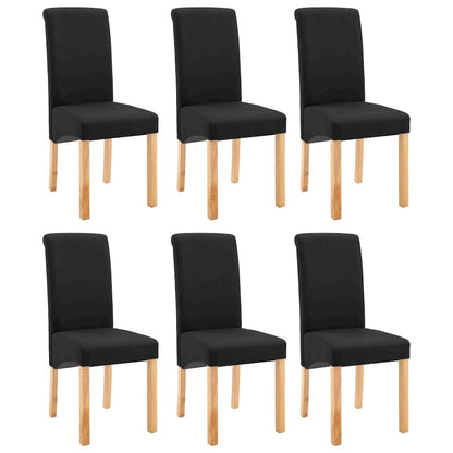 Dining Chair Set of 6 Black Fabric and wooden frame Standard