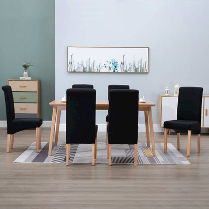 Dining Chair Set of 6 Black Fabric and wooden frame Standard