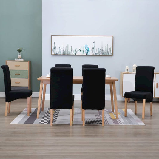 Dining Chair Set of 6 Black Fabric and wooden frame Standard