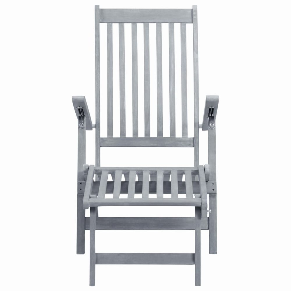 Sun Lounger Grey Wash Acacia Hardwood Full-Length Foldable