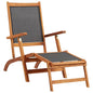 Deck Chair Black Acacia wood Standard Ergonomic Deck Chair