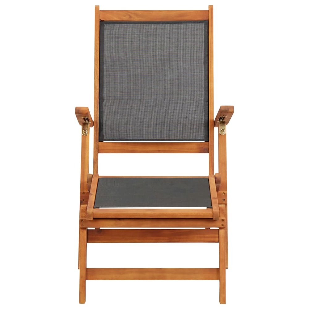Deck Chair Black Acacia wood Standard Ergonomic Deck Chair