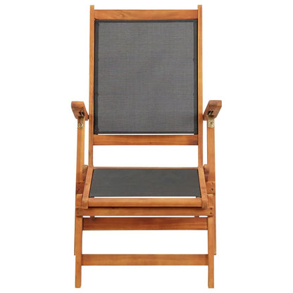 Deck Chair Black Acacia wood Standard Ergonomic Deck Chair