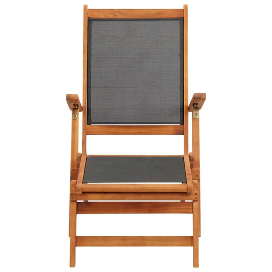 Deck Chair Black Acacia wood Standard Ergonomic Deck Chair