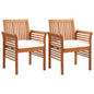 Dining Chair Set of 2 Brown Solid acacia wood Medium