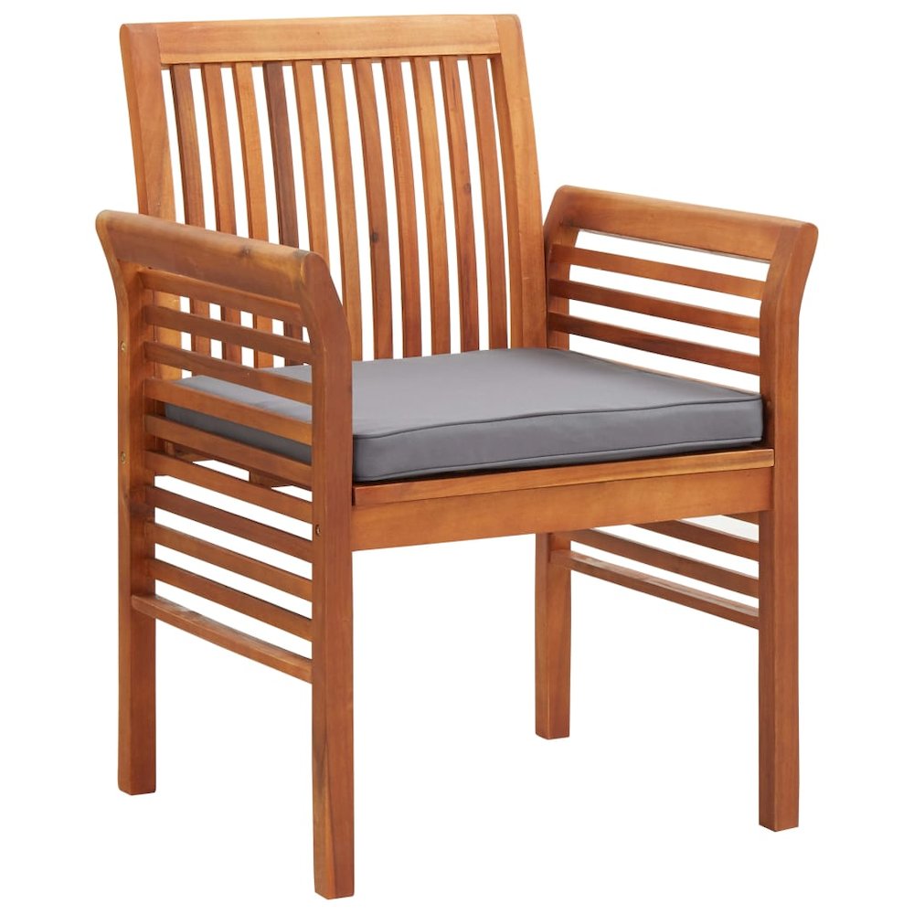 Dining Chair Set of 2 Brown frame, Dark grey cushion