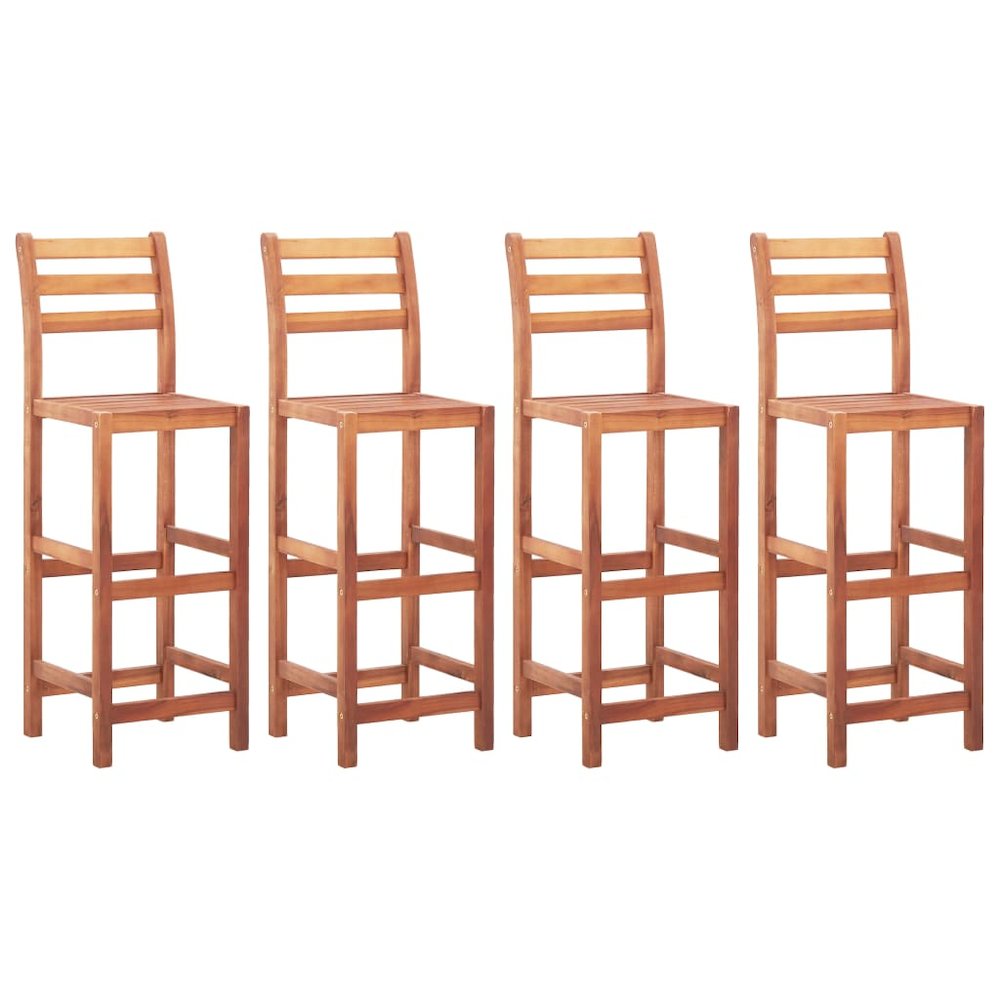 Bar Chair Set of 4 Natural wood Solid Acacia wood Medium