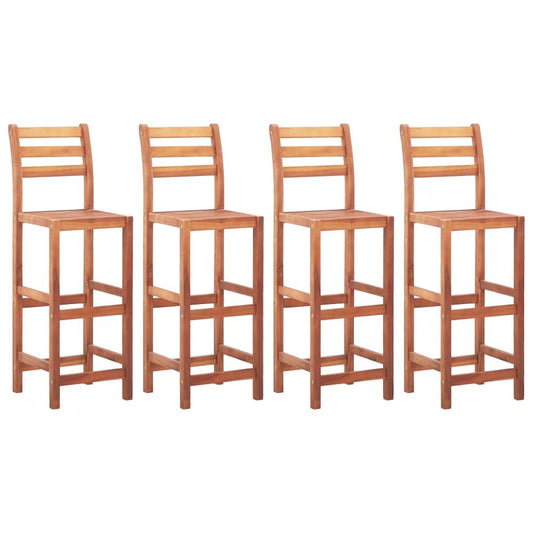Bar Chair Set of 4 Natural wood Solid Acacia wood Medium