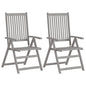 Garden Chair Set of 2 Grey Solid Acacia Wood Standard Foldable