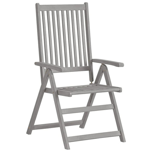 Garden Chair Set of 2 Grey Solid Acacia Wood Standard Foldable