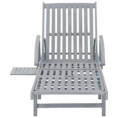 Sunlounger Grey Solid acacia wood Extra Long