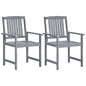 Outdoor Chair Set of 2 Grey Solid Acacia Wood Standard Durable