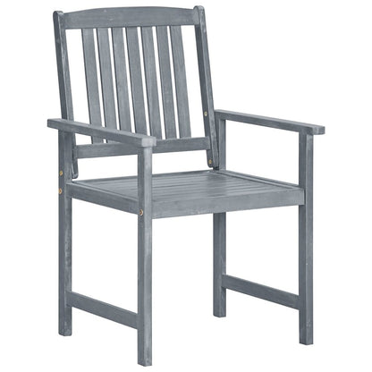 Outdoor Chair Set of 2 Grey Solid Acacia Wood Standard Durable