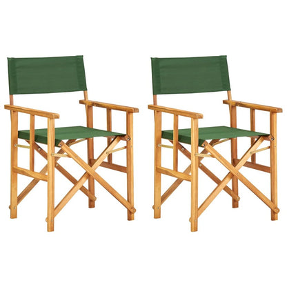 Chair Set of 2 Natural wood color and green